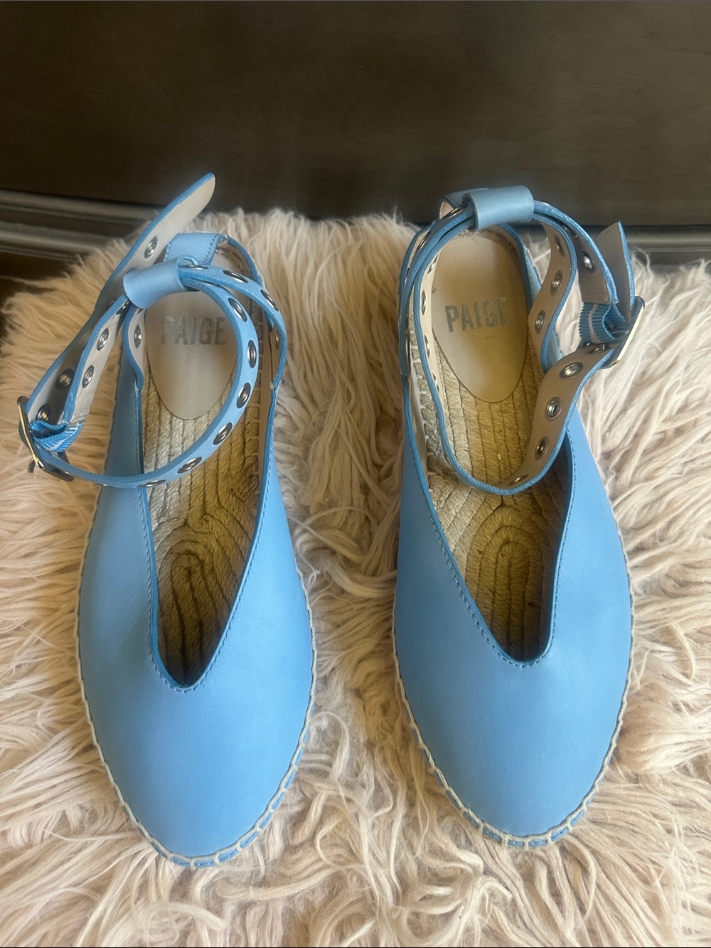 PAIGE Sky Blue Ankle-Strap Espadrille Flats